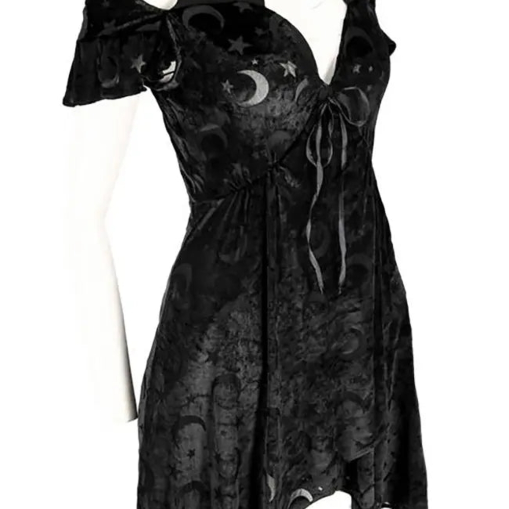 Black Celestial Print Dress Gothic 🖤